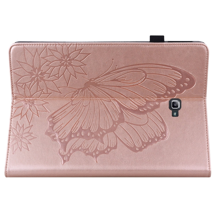 For Samsung Galaxy Tab A 10.1 2016 T580/T585 Big Butterfly Embossed Leather Tablet Case(Rose Gold) by bashfashion