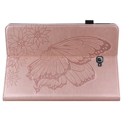 For Samsung Galaxy Tab A 10.1 2016 T580/T585 Big Butterfly Embossed Leather Tablet Case(Rose Gold) by bashfashion