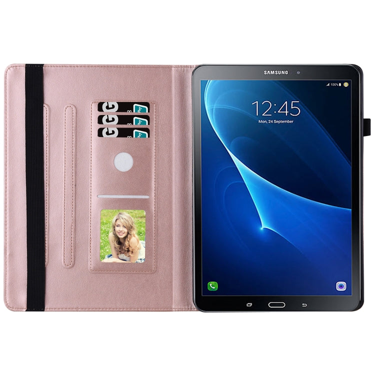 For Samsung Galaxy Tab A 10.1 2016 T580/T585 Big Butterfly Embossed Leather Tablet Case(Rose Gold) by bashfashion