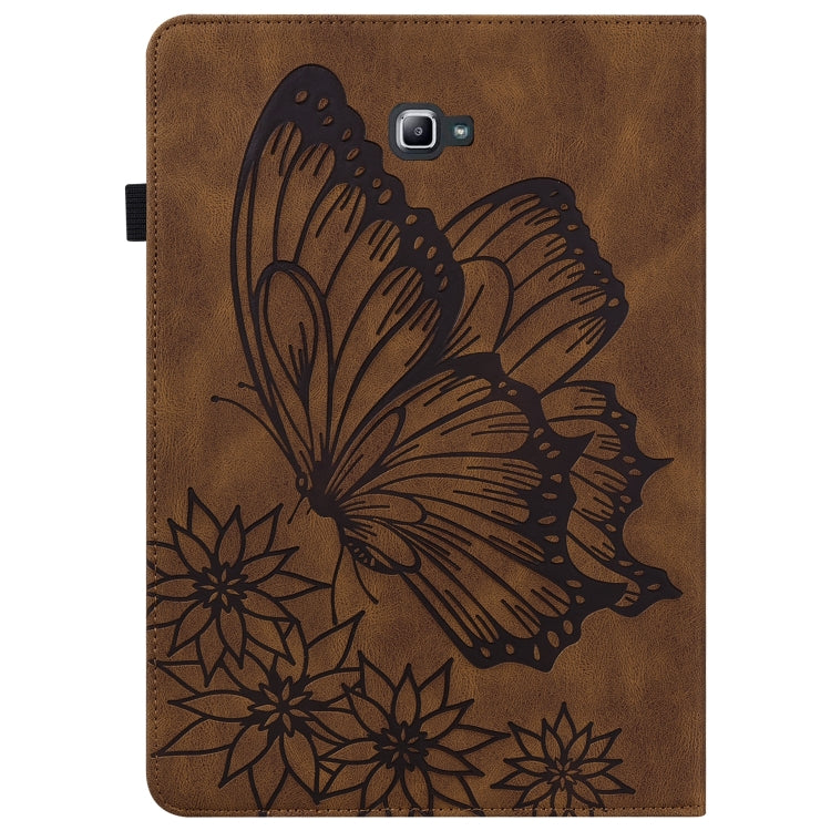 For Samsung Galaxy Tab A 10.1 2016 T580/T585 Big Butterfly Embossed Leather Tablet Case(Brown) by bashfashion