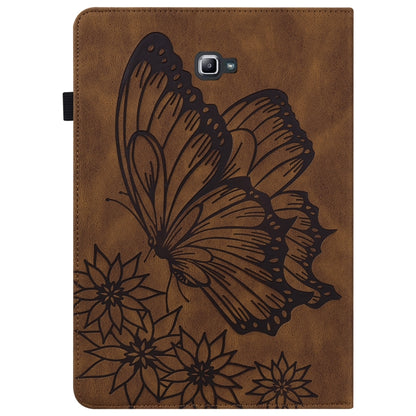 For Samsung Galaxy Tab A 10.1 2016 T580/T585 Big Butterfly Embossed Leather Tablet Case(Brown) by bashfashion