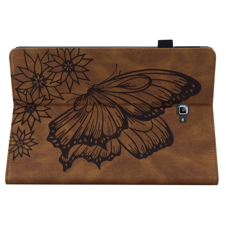 For Samsung Galaxy Tab A 10.1 2016 T580/T585 Big Butterfly Embossed Leather Tablet Case(Brown) by bashfashion