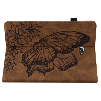 For Samsung Galaxy Tab A 10.1 2016 T580/T585 Big Butterfly Embossed Leather Tablet Case(Brown) by bashfashion