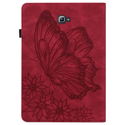 For Samsung Galaxy Tab A 10.1 2016 T580/T585 Big Butterfly Embossed Leather Tablet Case(Red) by bashfashion
