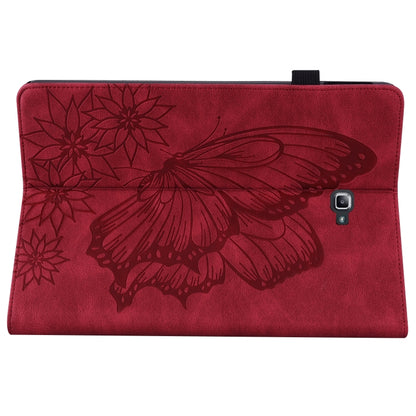 For Samsung Galaxy Tab A 10.1 2016 T580/T585 Big Butterfly Embossed Leather Tablet Case(Red) by bashfashion
