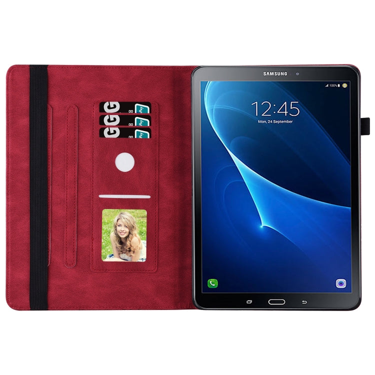 For Samsung Galaxy Tab A 10.1 2016 T580/T585 Big Butterfly Embossed Leather Tablet Case(Red) by bashfashion