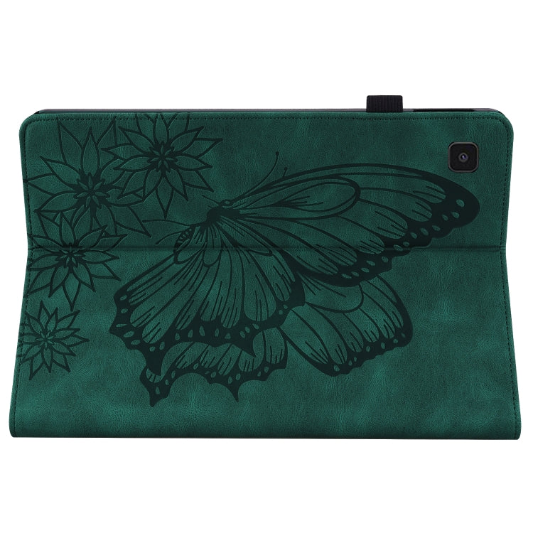 For Samsung Galaxy Tab A7 T500 Big Butterfly Embossed Leather Tablet Case(Green) by bashfashion