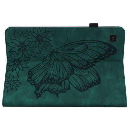 For Samsung Galaxy Tab A7 T500 Big Butterfly Embossed Leather Tablet Case(Green) by bashfashion