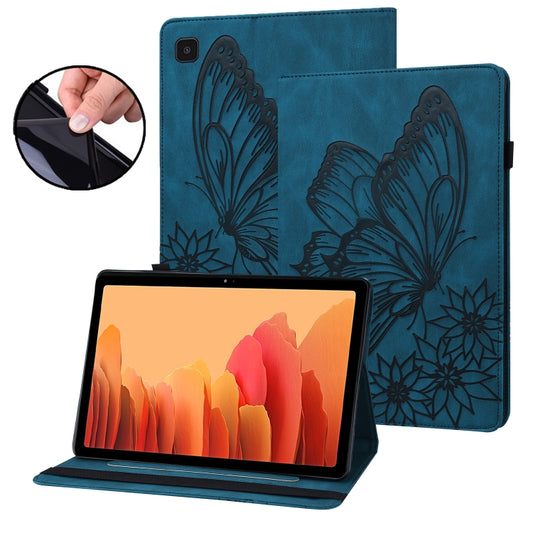 For Samsung Galaxy Tab A7 T500 Big Butterfly Embossed Leather Tablet Case(Blue) by bashfashion