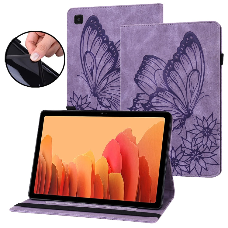For Samsung Galaxy Tab A7 T500 Big Butterfly Embossed Leather Tablet Case(Purple) by bashfashion