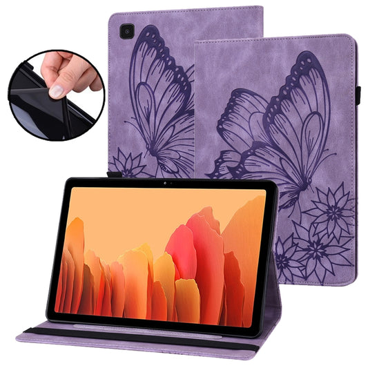 For Samsung Galaxy Tab A7 T500 Big Butterfly Embossed Leather Tablet Case(Purple) by bashfashion