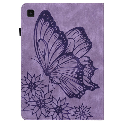 For Samsung Galaxy Tab A7 T500 Big Butterfly Embossed Leather Tablet Case(Purple) by bashfashion