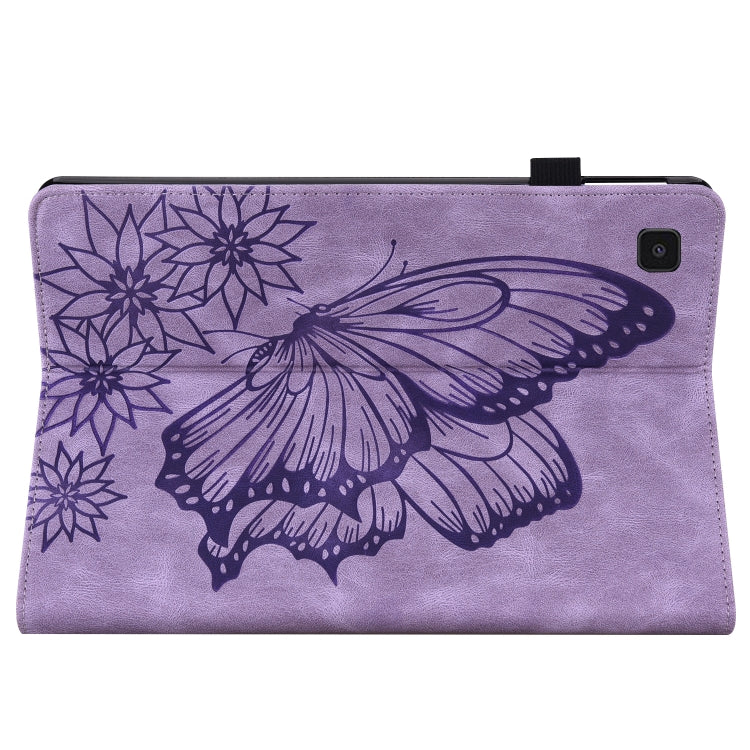 For Samsung Galaxy Tab A7 T500 Big Butterfly Embossed Leather Tablet Case(Purple) by bashfashion