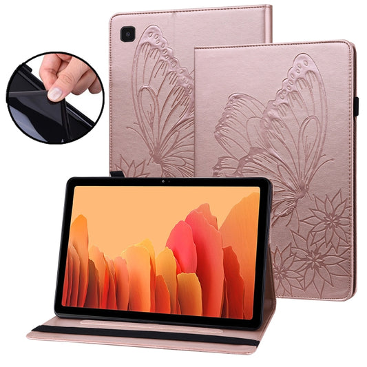 For Samsung Galaxy Tab A7 T500 Big Butterfly Embossed Leather Tablet Case(Rose Gold) by bashfashion