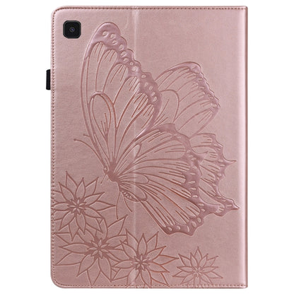 For Samsung Galaxy Tab A7 T500 Big Butterfly Embossed Leather Tablet Case(Rose Gold) by bashfashion