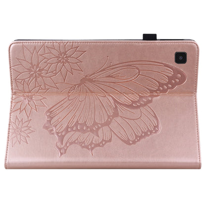For Samsung Galaxy Tab A7 T500 Big Butterfly Embossed Leather Tablet Case(Rose Gold) by bashfashion