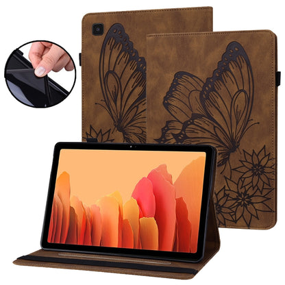 For Samsung Galaxy Tab A7 T500 Big Butterfly Embossed Leather Tablet Case(Brown) by bashfashion