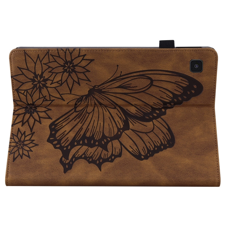 For Samsung Galaxy Tab A7 T500 Big Butterfly Embossed Leather Tablet Case(Brown) by bashfashion