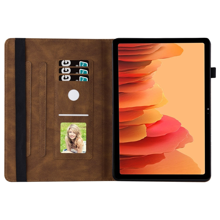 For Samsung Galaxy Tab A7 T500 Big Butterfly Embossed Leather Tablet Case(Brown) by bashfashion