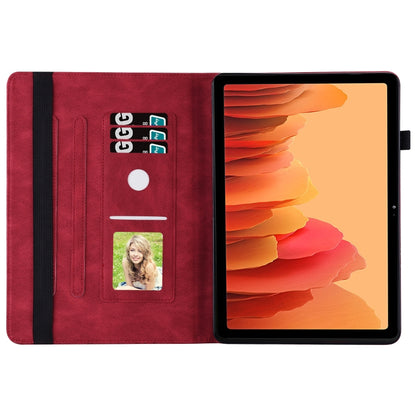 For Samsung Galaxy Tab A7 T500 Big Butterfly Embossed Leather Tablet Case(Red) by bashfashion