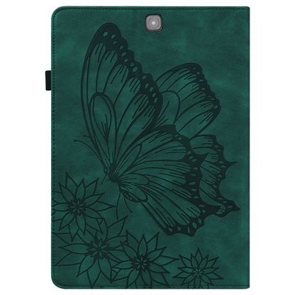 For Samsung Galaxy Tab S2 9.7 T810/T815 Big Butterfly Embossed Leather Tablet Case(Green) by bashfashion