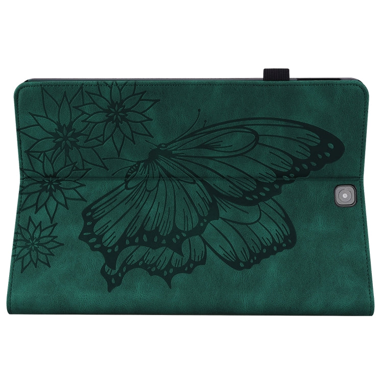 For Samsung Galaxy Tab S2 9.7 T810/T815 Big Butterfly Embossed Leather Tablet Case(Green) by bashfashion