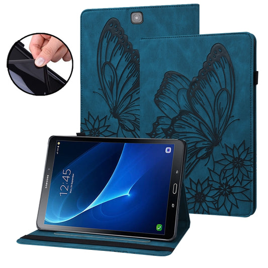 For Samsung Galaxy Tab S2 9.7 T810/T815 Big Butterfly Embossed Leather Tablet Case(Blue) by bashfashion