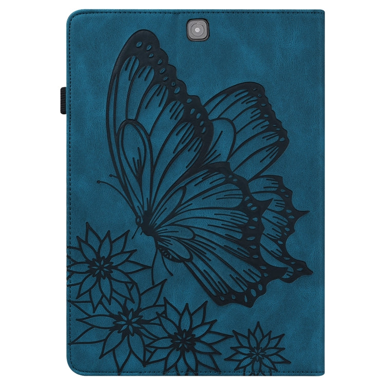 For Samsung Galaxy Tab S2 9.7 T810/T815 Big Butterfly Embossed Leather Tablet Case(Blue) by bashfashion