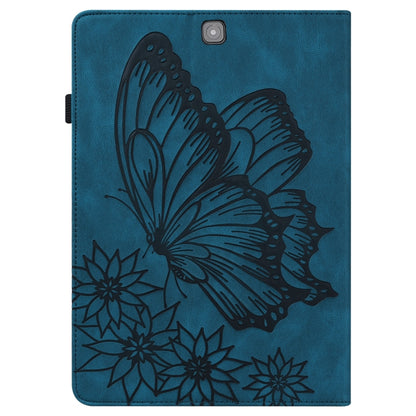For Samsung Galaxy Tab S2 9.7 T810/T815 Big Butterfly Embossed Leather Tablet Case(Blue) by bashfashion