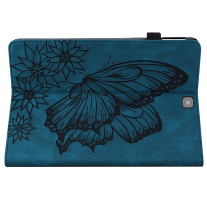 For Samsung Galaxy Tab S2 9.7 T810/T815 Big Butterfly Embossed Leather Tablet Case(Blue) by bashfashion