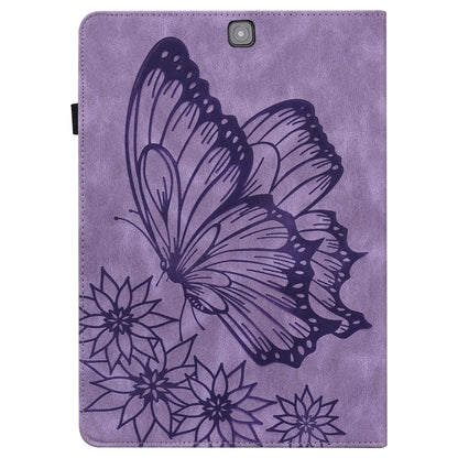 For Samsung Galaxy Tab S2 9.7 T810/T815 Big Butterfly Embossed Leather Tablet Case(Purple) by bashfashion