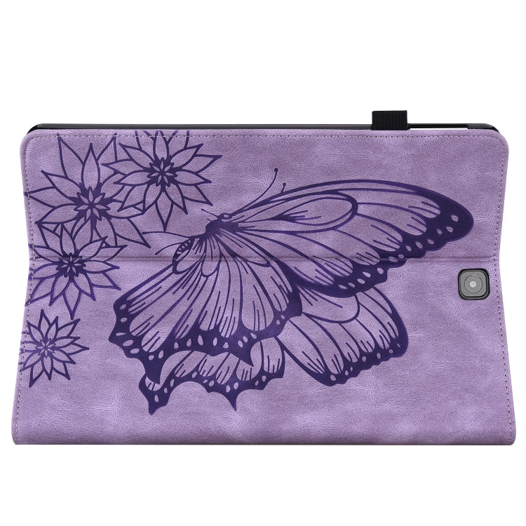 For Samsung Galaxy Tab S2 9.7 T810/T815 Big Butterfly Embossed Leather Tablet Case(Purple) by bashfashion