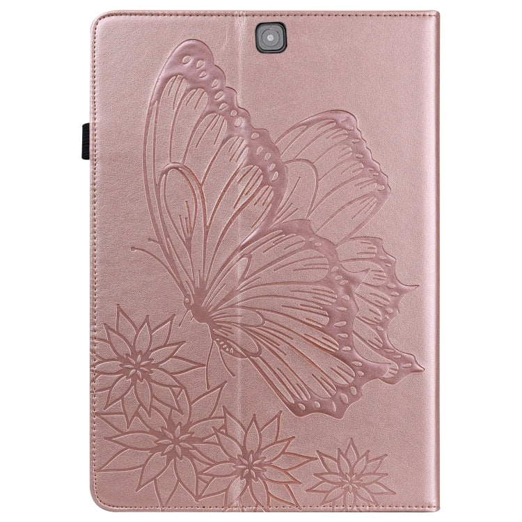 For Samsung Galaxy Tab S2 9.7 T810/T815 Big Butterfly Embossed Leather Tablet Case(Rose Gold) by bashfashion