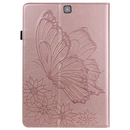 For Samsung Galaxy Tab S2 9.7 T810/T815 Big Butterfly Embossed Leather Tablet Case(Rose Gold) by bashfashion
