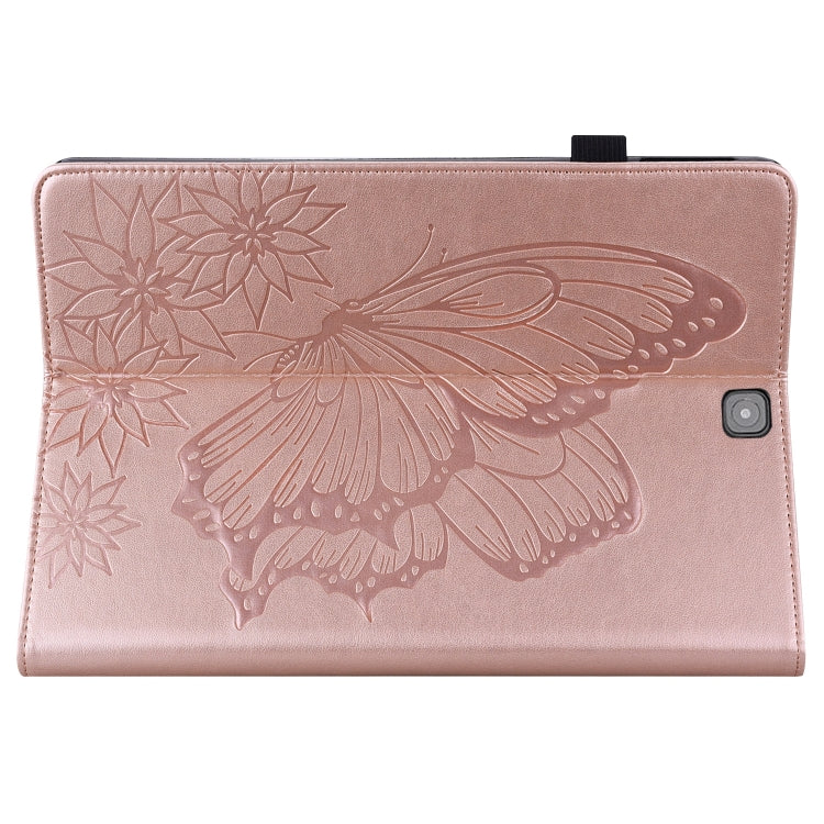 For Samsung Galaxy Tab S2 9.7 T810/T815 Big Butterfly Embossed Leather Tablet Case(Rose Gold) by bashfashion