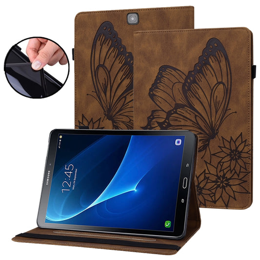 For Samsung Galaxy Tab S2 9.7 T810/T815 Big Butterfly Embossed Leather Tablet Case(Brown) by bashfashion