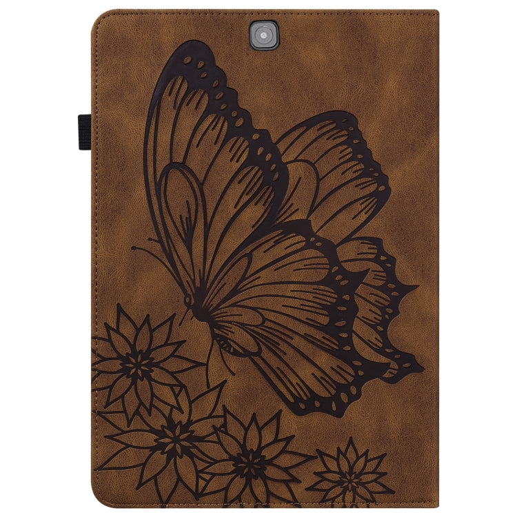 For Samsung Galaxy Tab S2 9.7 T810/T815 Big Butterfly Embossed Leather Tablet Case(Brown) by bashfashion