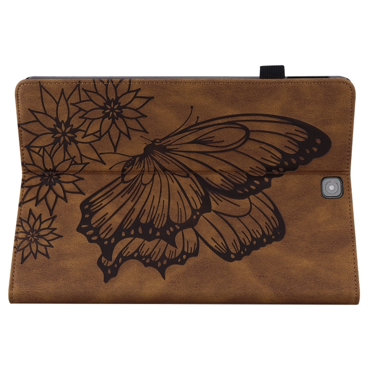 For Samsung Galaxy Tab S2 9.7 T810/T815 Big Butterfly Embossed Leather Tablet Case(Brown) by bashfashion