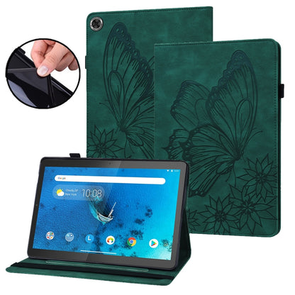 For Lenovo Tab M8 8505X Big Butterfly Embossed Leather Tablet Case(Green) by bashfashion