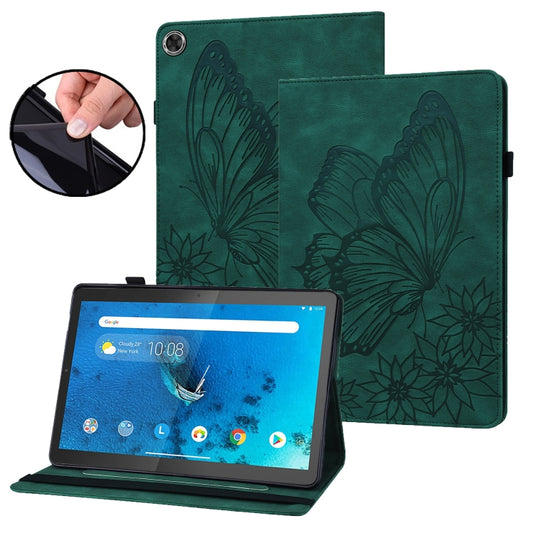 For Lenovo Tab M8 8505X Big Butterfly Embossed Leather Tablet Case(Green) by bashfashion