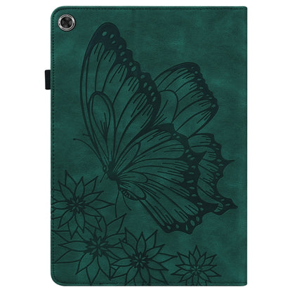 For Lenovo Tab M8 8505X Big Butterfly Embossed Leather Tablet Case(Green) by bashfashion