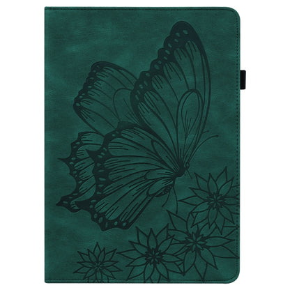 For Lenovo Tab M10 Plus 10.6 3rd Gen 2022 Big Butterfly Embossed Leather Tablet Case(Green) by bashfashion