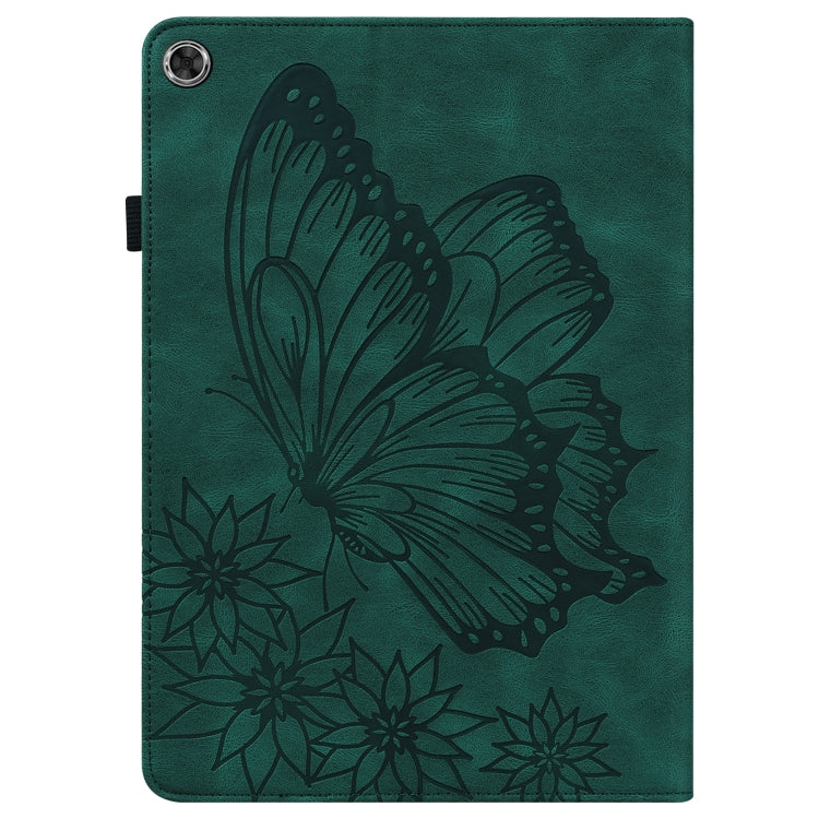 For Lenovo Tab M10 Plus 10.6 3rd Gen 2022 Big Butterfly Embossed Leather Tablet Case(Green) by bashfashion