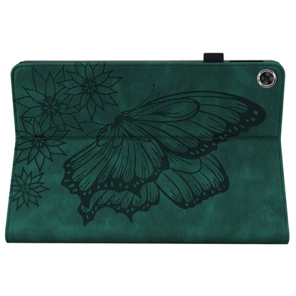 For Lenovo Tab M10 Plus 10.6 3rd Gen 2022 Big Butterfly Embossed Leather Tablet Case(Green) by bashfashion