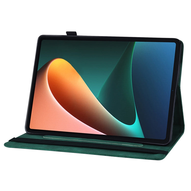 For Xiaomi Pad 5 Pro Big Butterfly Embossed Leather Tablet Case(Green) by bashfashion