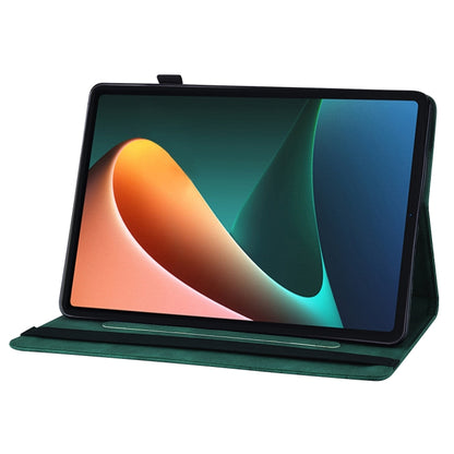 For Xiaomi Pad 5 Pro Big Butterfly Embossed Leather Tablet Case(Green) by bashfashion