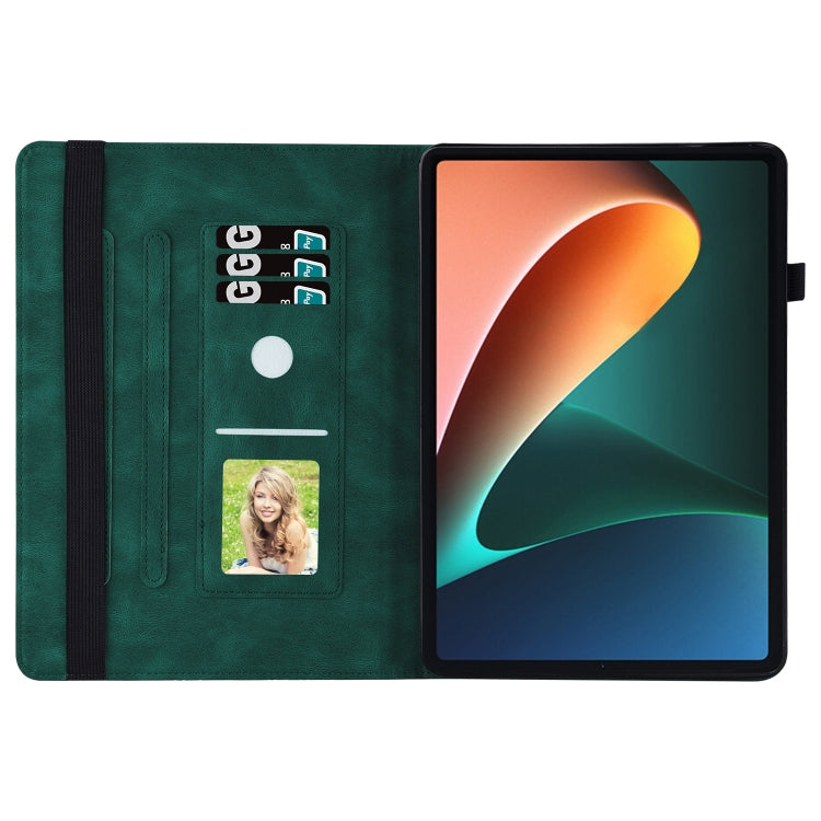 For Xiaomi Pad 5 Pro Big Butterfly Embossed Leather Tablet Case(Green) by bashfashion