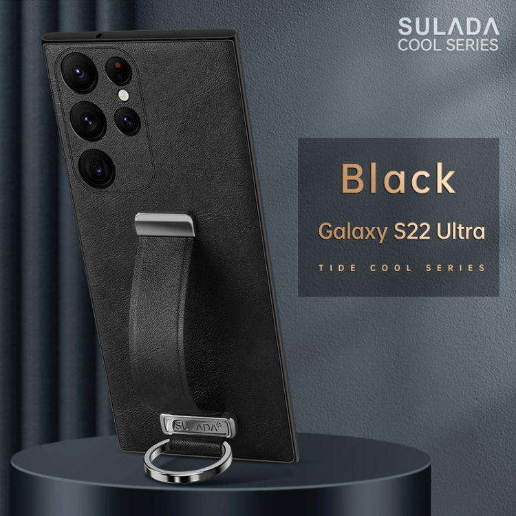 For Samsung Galaxy S22 Ultra 5G SULADA Cool Series PC + Leather Texture Skin Feel Shockproof Phone Case(Black) by SULADA