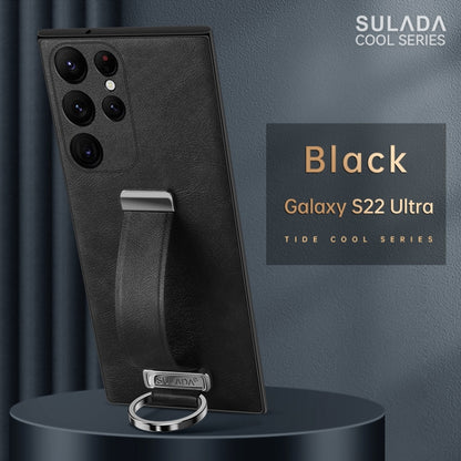 For Samsung Galaxy S22 Ultra 5G SULADA Cool Series PC + Leather Texture Skin Feel Shockproof Phone Case(Black) by SULADA