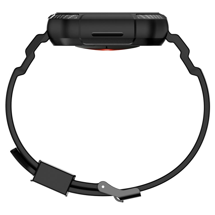 Integrated Carbon Fiber Pattern Silicone Watch Band For Apple Watch Series 9&8&7 41mm / SE 3&SE 2&6&SE&5&4 40mm / 3&2&1 38mm(Black) by bashfashion